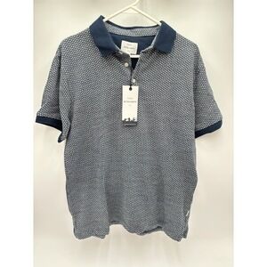 Peter Werth Navy Geo-Print Polo Shirt